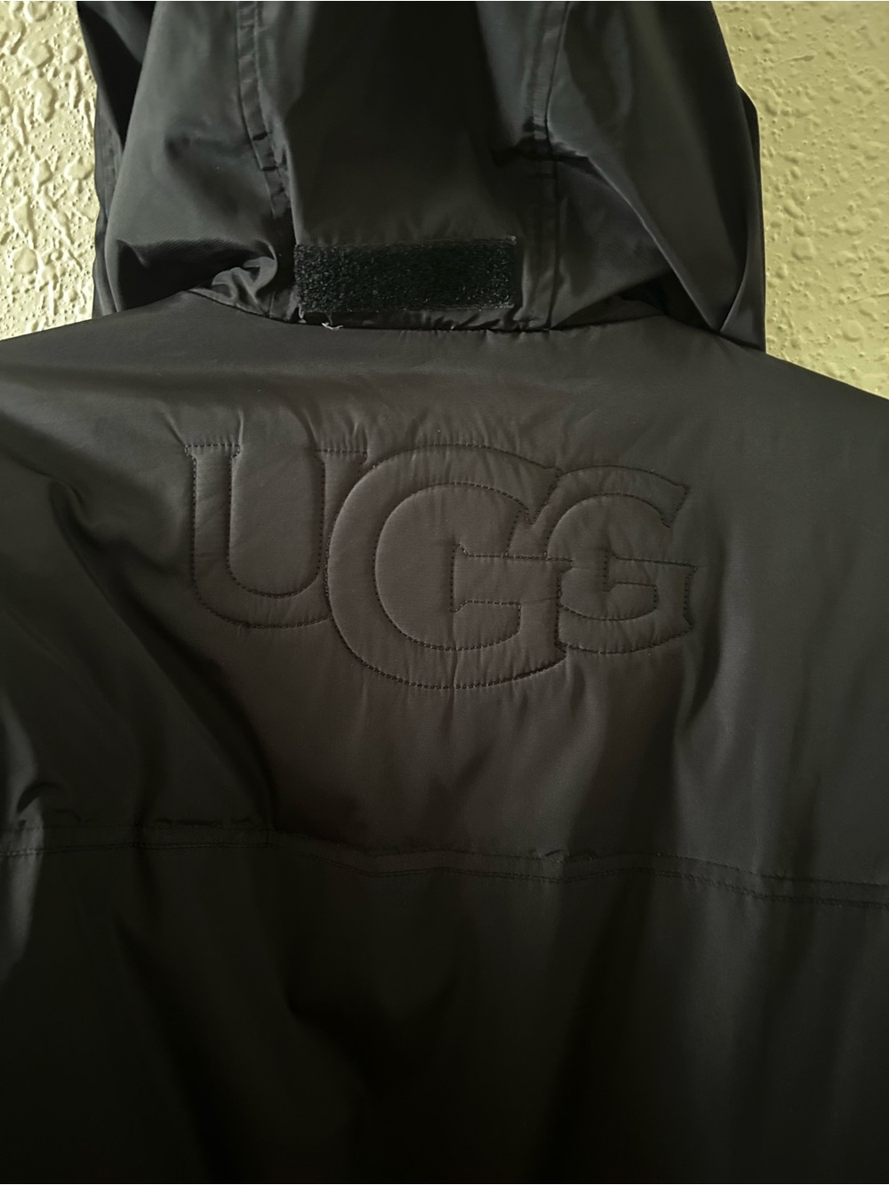 UGG Black Hooded Raincoat with Subtle Logo Stitching